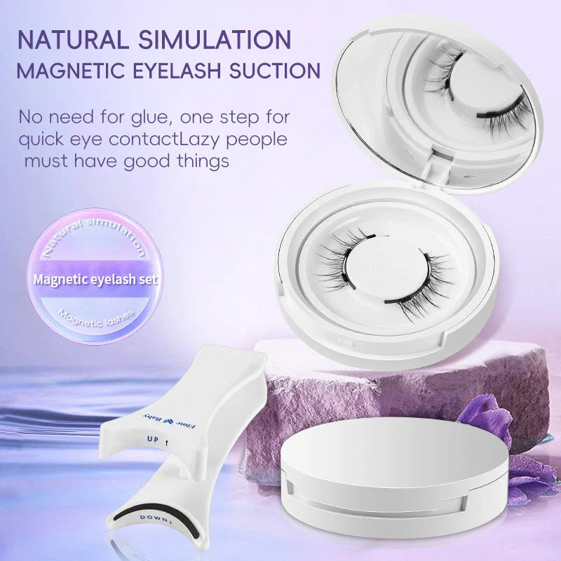 Premium magnetic suction false eyelashes in mink hair for a natural, glamorous look