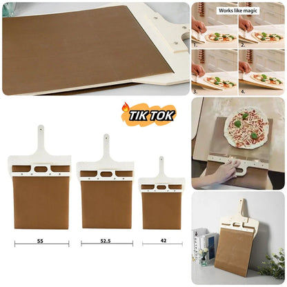 Wooden pizza peel with various size options, perfect for transferring baked goods from oven to table