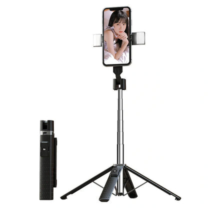 Quadrupod Double Fill Light Selfie Stick with adjustable length and Bluetooth 4.2