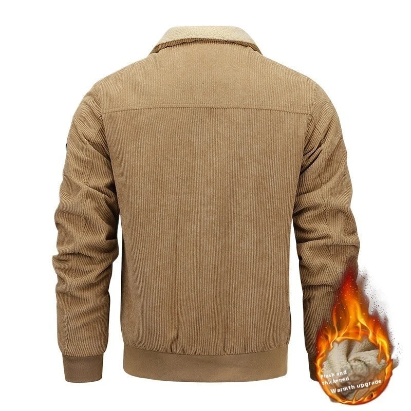Men's fleece jacket with a lapel design, pockets, and available in multiple colors