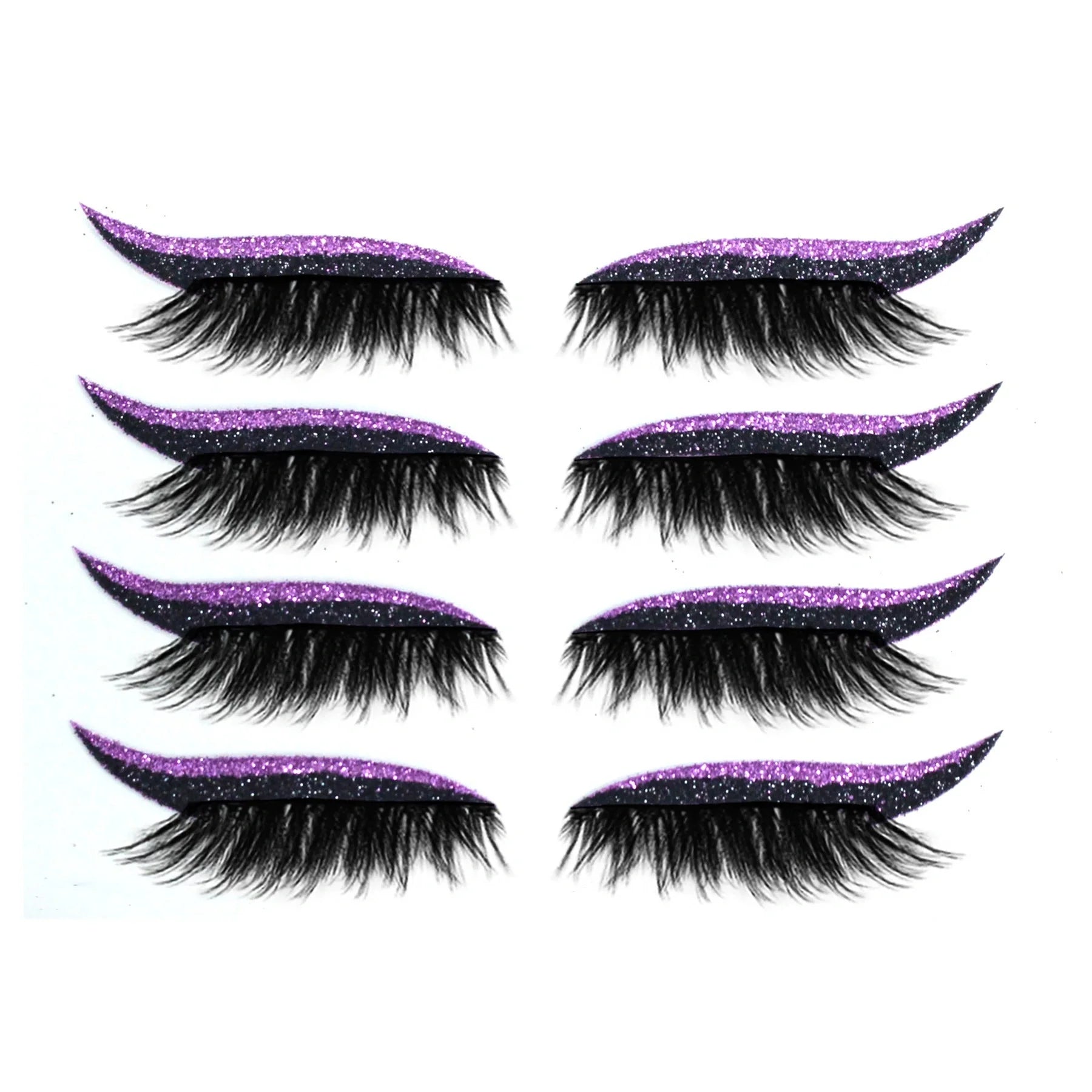 Glitter eyeliner stick and false eyelash set in various colours for eye makeup enhancement