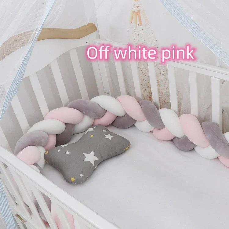Baby Bumper Bed Braid Knot Pillow Cushion for infant crib safety in various colours