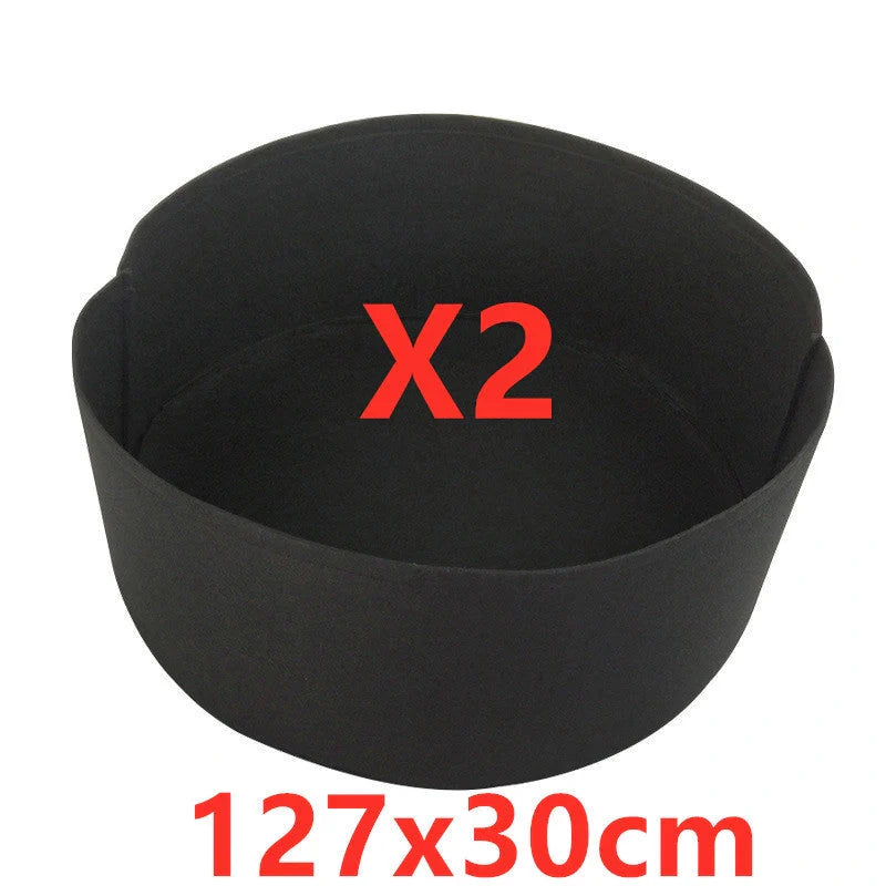 Round black and green fabric grow bags for garden plants with automatic drainage