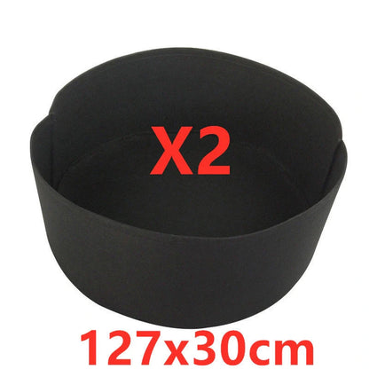 Round black and green fabric grow bags for garden plants with automatic drainage