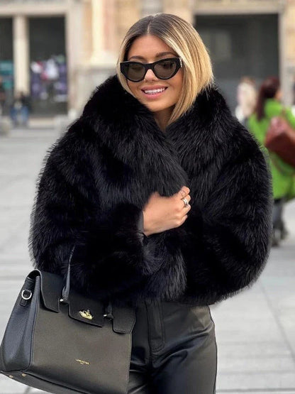 Stylish and cozy plush winter coat for women, available in a variety of trendy colors and sizes