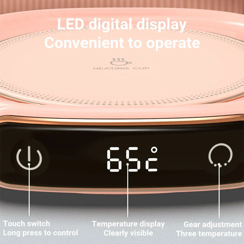 Sleek cordless coffee mug warmer keeps hot drinks at perfect temperature for hours