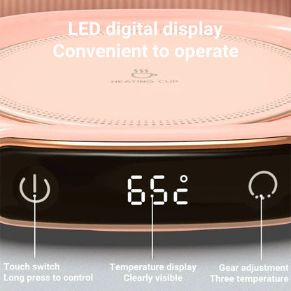 Sleek cordless coffee mug warmer keeps hot drinks at perfect temperature for hours