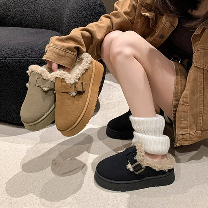 Luxury winter women's plush retro bean boots in various colours