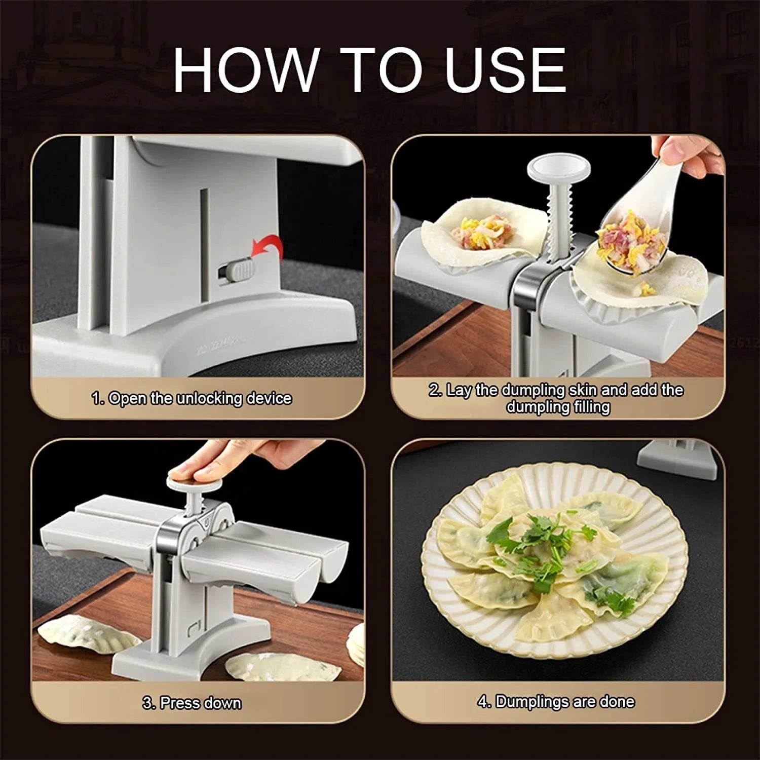 Double Head Dumpling Mould with anti-slip base for efficient dumpling making