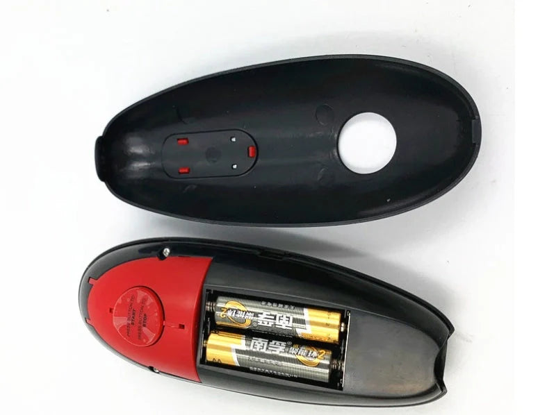 Electric can opener with automatic bottle opener function in black