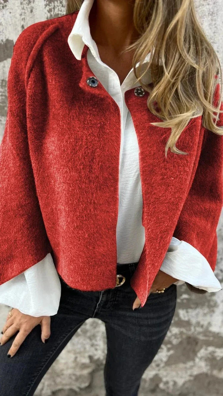 A stylish and comfortable batwing sleeve cardigan made with luxurious imitation cashmere fabric, available in a variety of colors.