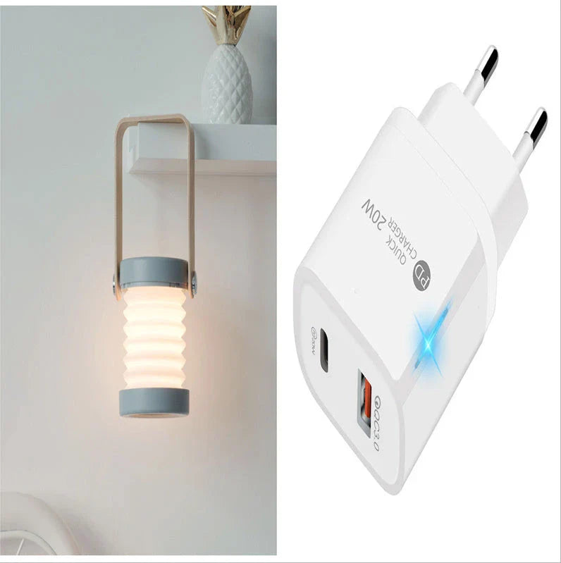 Elegant foldable LED lamp with touch-controlled dimming, rechargeable battery, and modern design for home decor