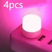Compact USB LED night light with soft glow for reading and sleep