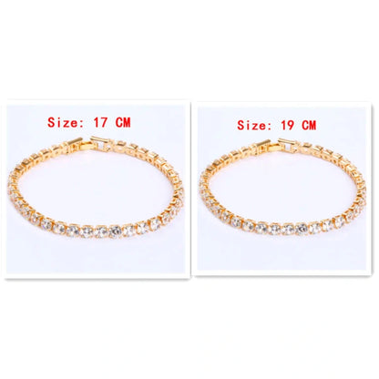 Luxury cubic zirconia tennis bracelet for women and men, available in multiple colours and sizes.