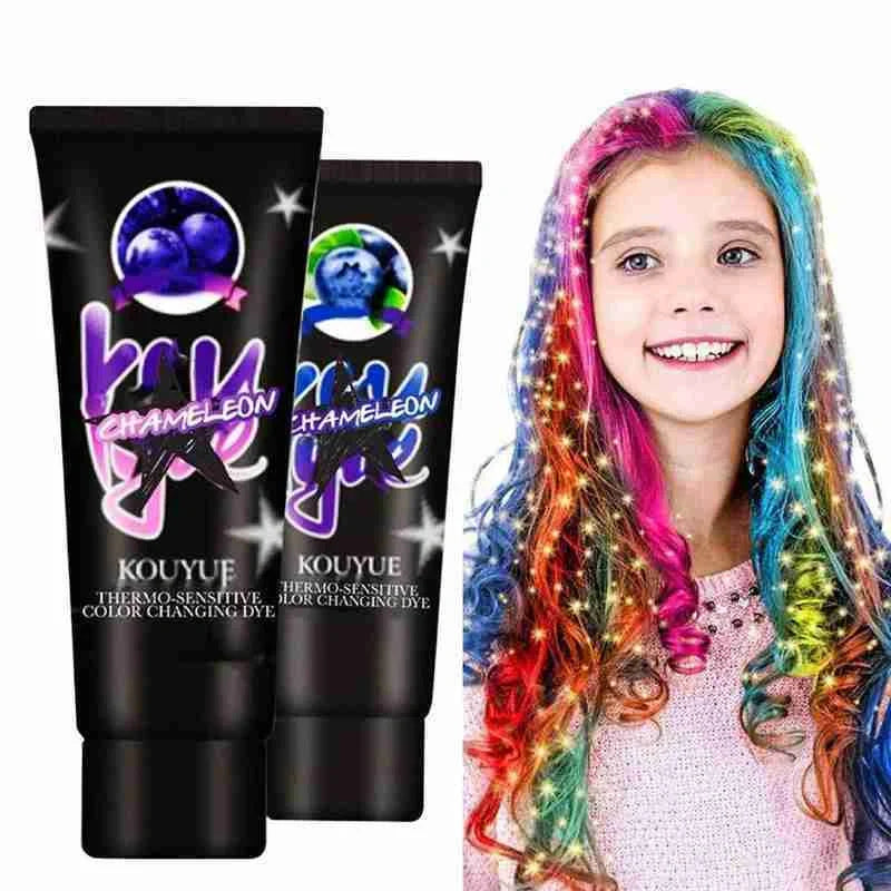 Professional thermochromic hair dye cream with colour change effect