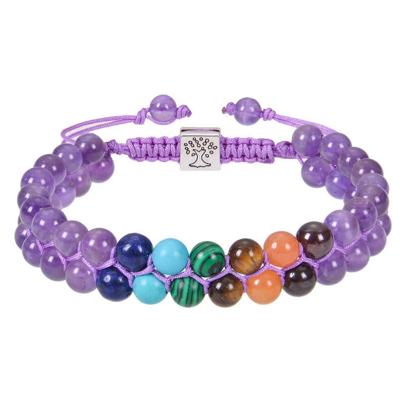 Handmade 7 Chakra Stone Bead Yoga Meditation Bracelet for women, featuring natural gemstones.