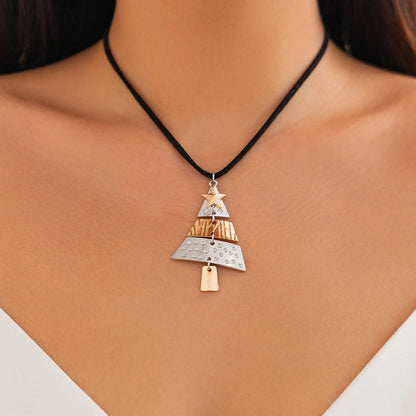 Christmas Tree Necklace and Earrings Set with unique star design