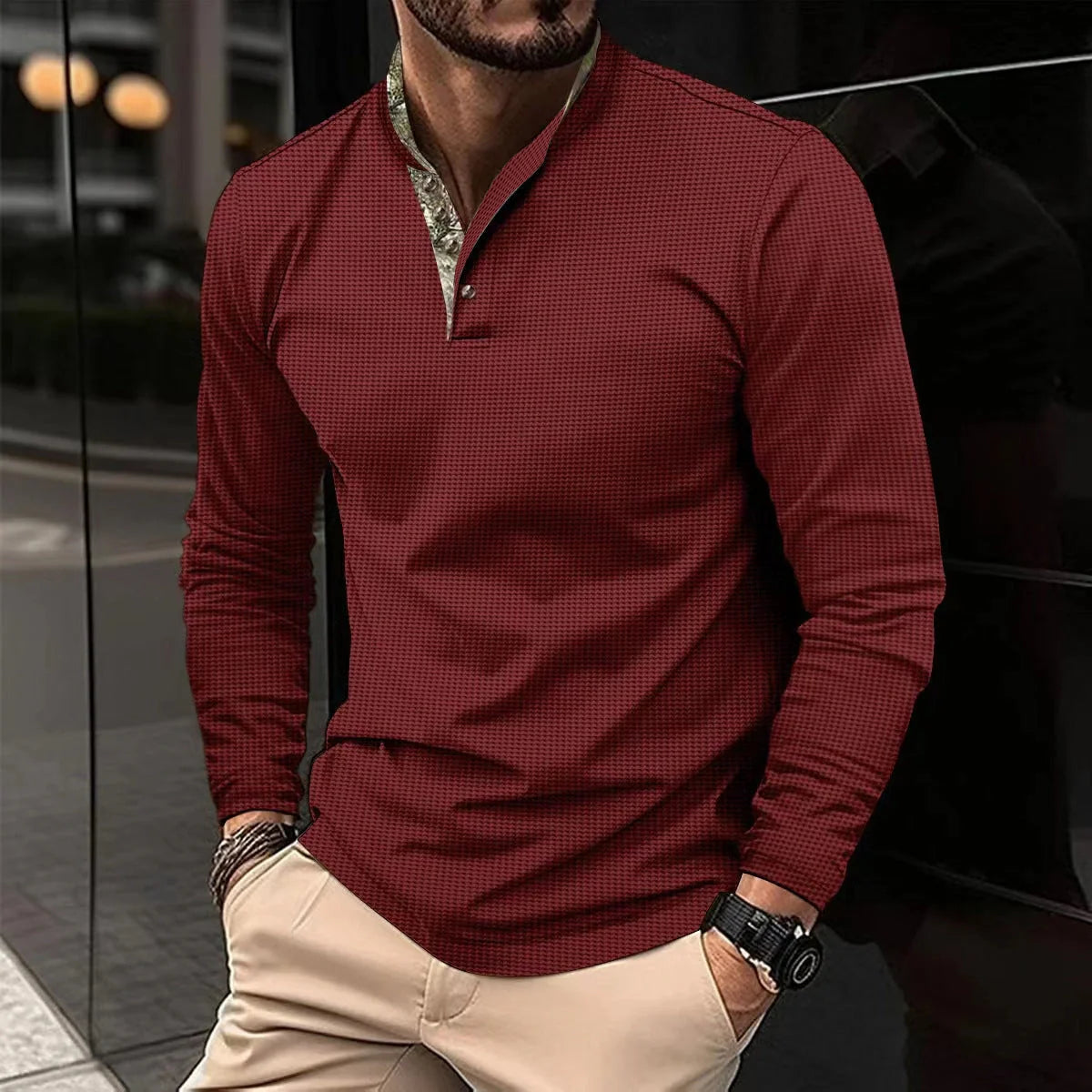 Men's stylish double layer lapel polo shirt in various colours