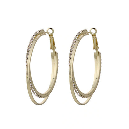 Elegant geometric alloy earrings and bracelet set in gold and silver finishes