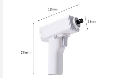 Compact white electric screwdriver with LED light and USB charging