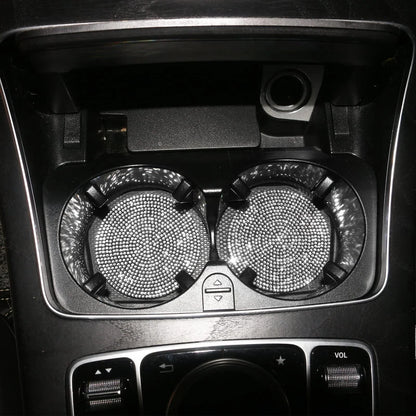 Universal anti-slip silicone cup holder insert with crystal rhinestone design for cars