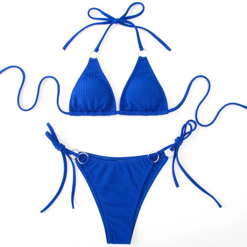 Women's bandage style bikini set with side tie detail in various colours