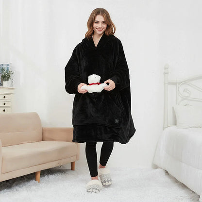 USB heated oversized hoodie blanket with large back heating area in various colors