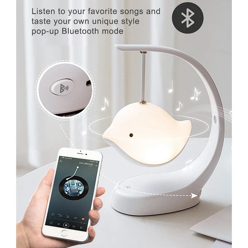 Soothing Bedside Lamp: Multi-Color Dimmable LED Bird Night Light with Stepless Dimming and USB Charging
