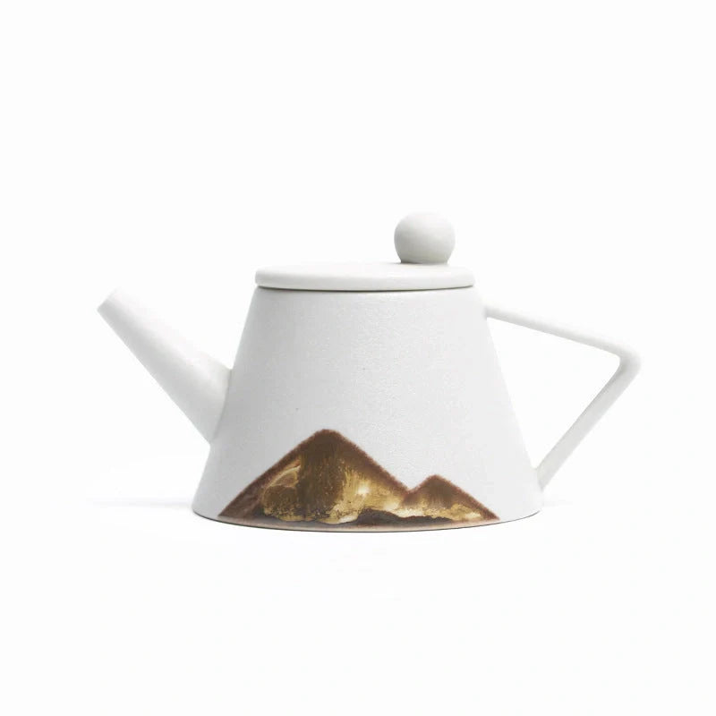 Japanese ceramic teapot with underglaze colour finish in retro design