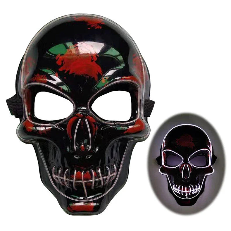 Spooktacular LED Skeleton Mask in a variety of vibrant colours, featuring four lighting modes for the perfect eerie ambiance