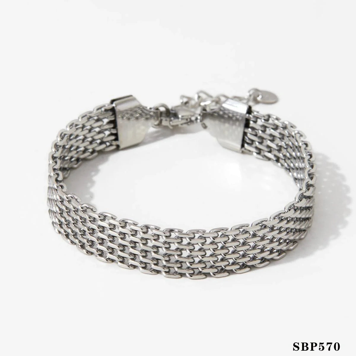 Retro silver crystal heart-shaped women's adjustable bracelet set