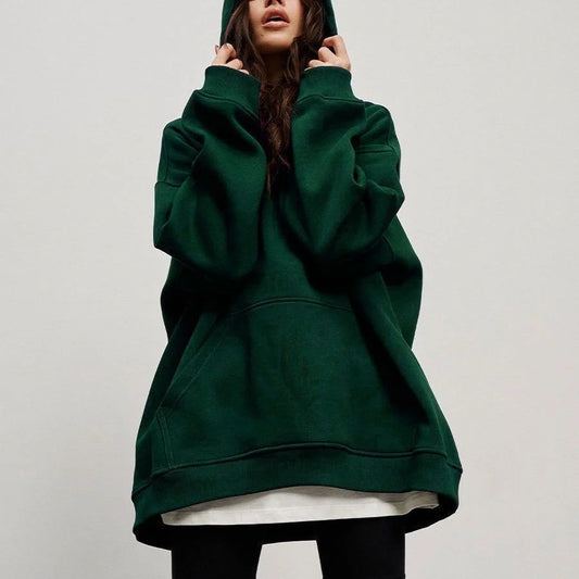 Cosy, oversized boyfriend-style polar fleece hooded jumper in a variety of classic colours