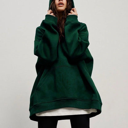 Cosy, oversized boyfriend-style polar fleece hooded jumper in a variety of classic colours