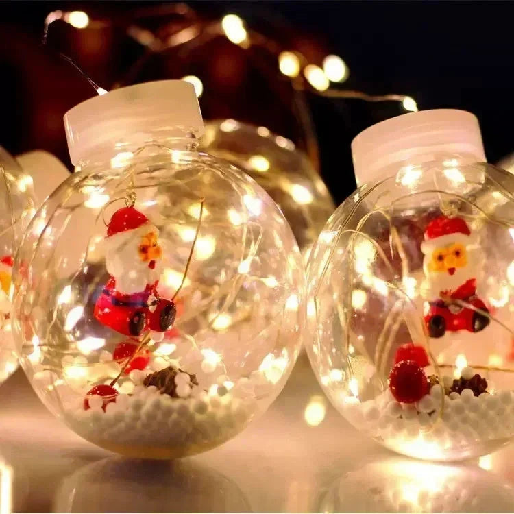 10PCS LED Christmas curtain lamp set with fairy snowman and wishing ball designs