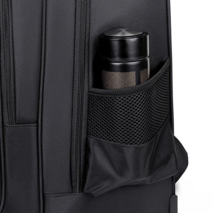 Durable, waterproof trolley backpack with single-directional wheel for smooth mobility and ample storage space for British travellers