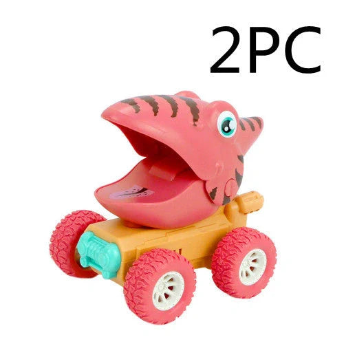 Dinosaur and animal themed push and slide toy car for kids, encouraging active play and imagination.