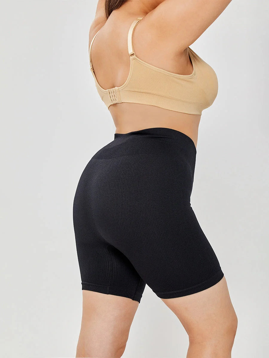 Women's stretch comfort leggings in black and apricot with high waistband