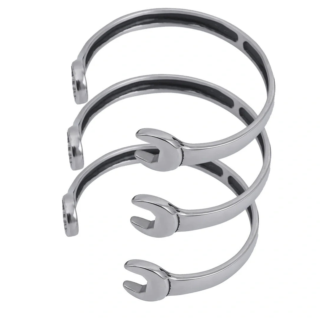 Stainless steel wrench screw bracelet with titanium finish