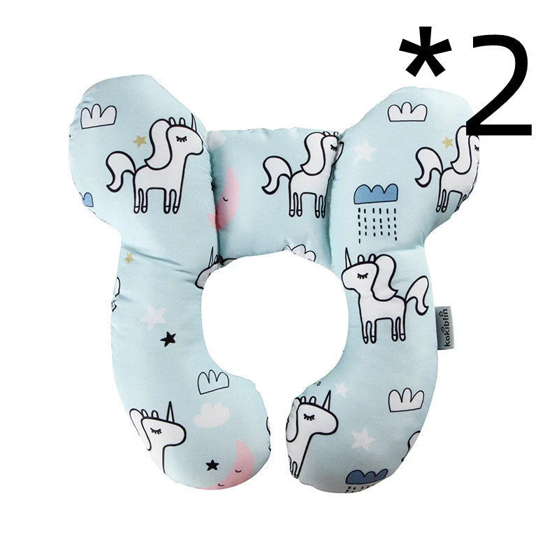 U-shaped baby head support pillow in pure cotton for car safety seats