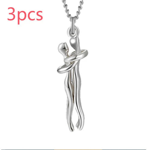 Stylish brass hugging couple necklace with minimalist design - a thoughtful Valentine's Day gift