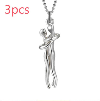 Stylish brass hugging couple necklace with minimalist design - a thoughtful Valentine's Day gift