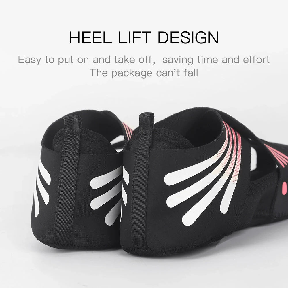 Professional Non-slip Gym Yoga Shoes in black, green, and rose red with anti-slip silicone sole