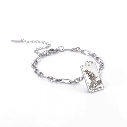 12 Tarot Card Series Fashion Trend Long Oval Link Chain Bracelet in gold and silver finishes