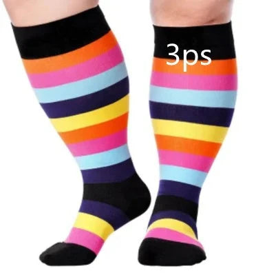 Plus-sized compression socks with bamboo fiber blend for breathability and comfort
