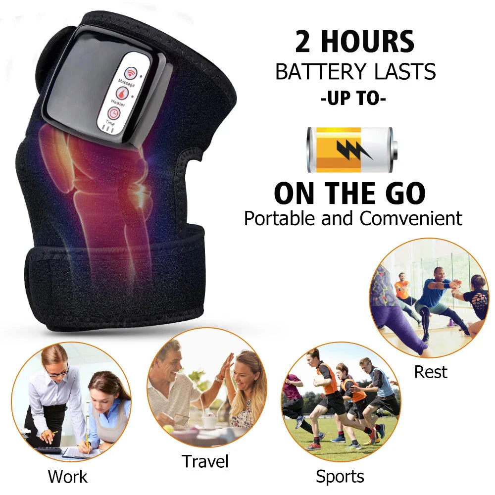 Premium Infrared Heating and Vibration Knee/Elbow Massager with adjustable straps, heat, and vibration therapy for pain relief and joint support
