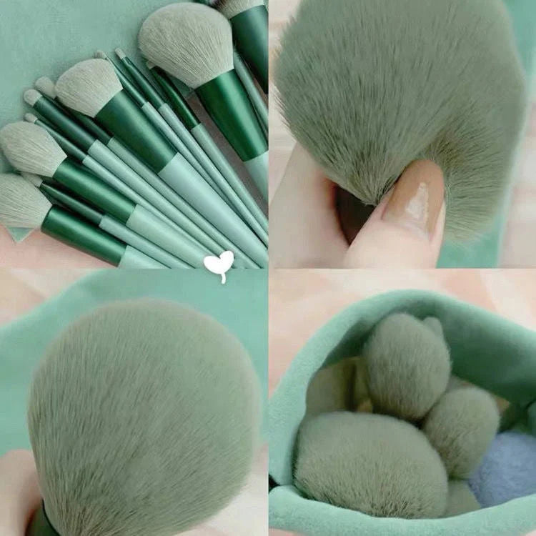 13-piece makeup brush set with soft artificial fibres and durable handles