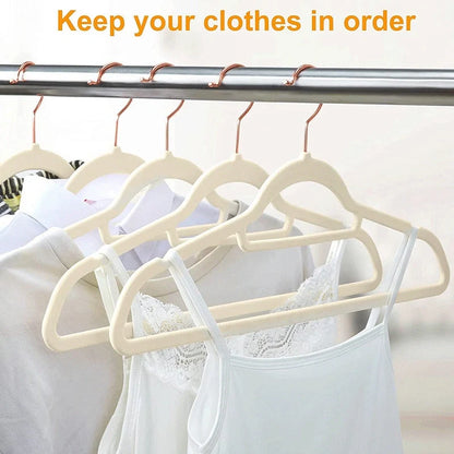 Multifunctional non-slip flocking hanger with rose gold hook in various colours