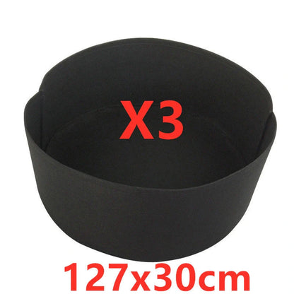 Round black and green fabric grow bags for garden plants with automatic drainage