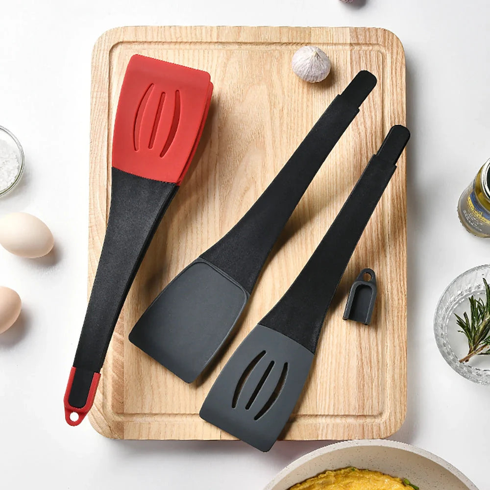 3-in-1 silicone food clip spatula with detachable scraper and rotary blade