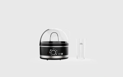 Compact plug-in steam boiler for cooking perfect eggs with adjustable settings